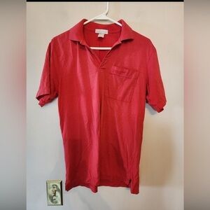Vintage 70s Adidas Trefoil Polo Spellout pocket Large red